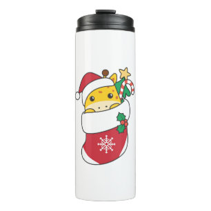 Niedliche Giraffen in Weihnachtssocken für Weihnac Thermosbecher