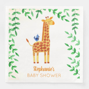 Niedliche Giraffen-u. Vogel-Baby-Dusche Serviette