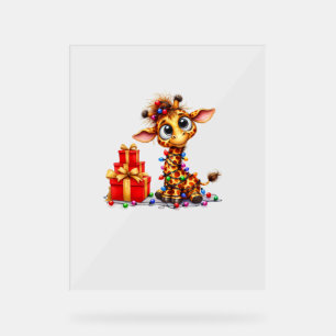 Niedliche Giraffen Weihnachten Weihnachten Weihnac Acrylschild