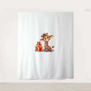 Niedliche Giraffen Weihnachten Weihnachten Weihnac Wandteppich