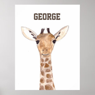 Niedliche Giraffenbabys Aquarell Dschungel Poster