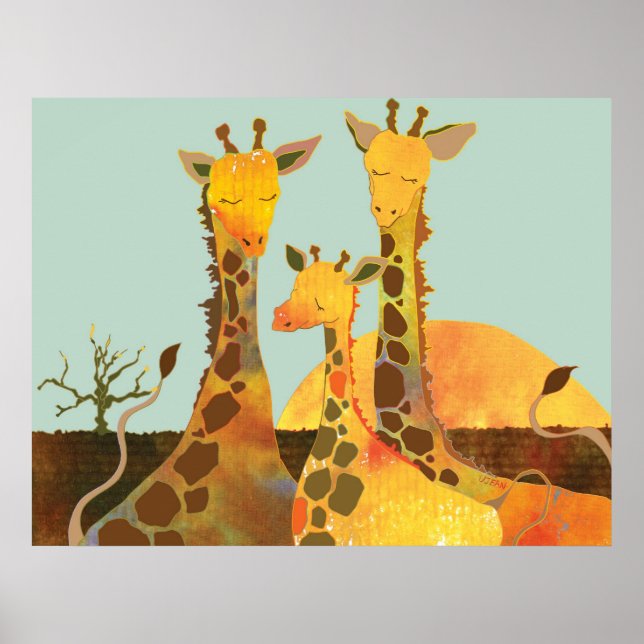 Niedliche Giraffenfamilie Poster (Vorne)