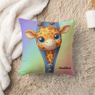Niedliche Giraffenkinder - individueller Name Kissen