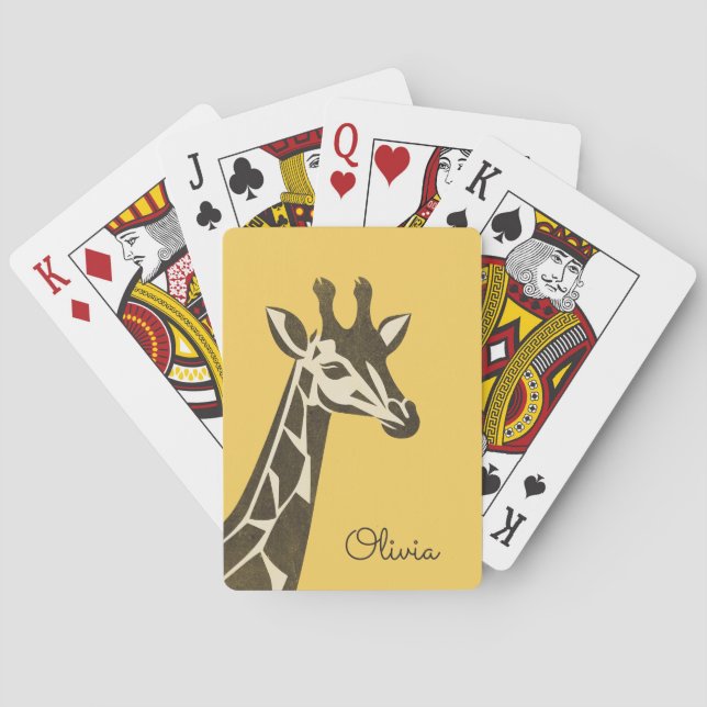 Niedliche Giraffenkopfdekoration Spielkarten (Rückseite)
