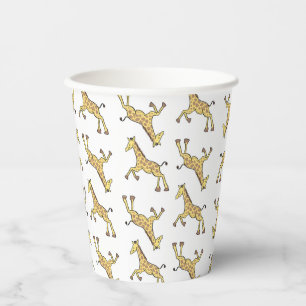 Niedliche Giraffenmuster Weiße Babyparty-Papierbec Pappbecher