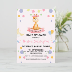 Niedliche Giraffensterne Ballon Babydusche Party K Einladung