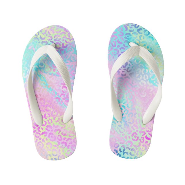 Niedliche Giralbow Shimmer Leopard Print Kinderbadesandalen (Fußbett)