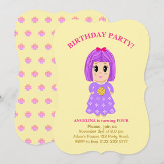 Niedliche Girl 4. Geburtstag Einladung