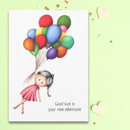 Niedliche Girl Balloons Farewell Gruß Karte