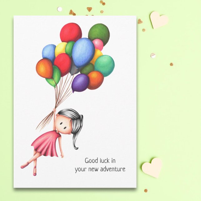 Niedliche Girl Balloons Farewell Gruß Karte (Von Creator hochgeladen)