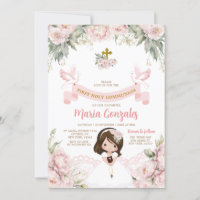 Niedliche Girl Bibel Erste Heilige Kommunion Rosa 