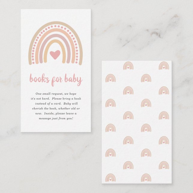 Niedliche Girl Boho Regenbogenbücher für Babydusch Begleitkarte (Vorne/Hinten)