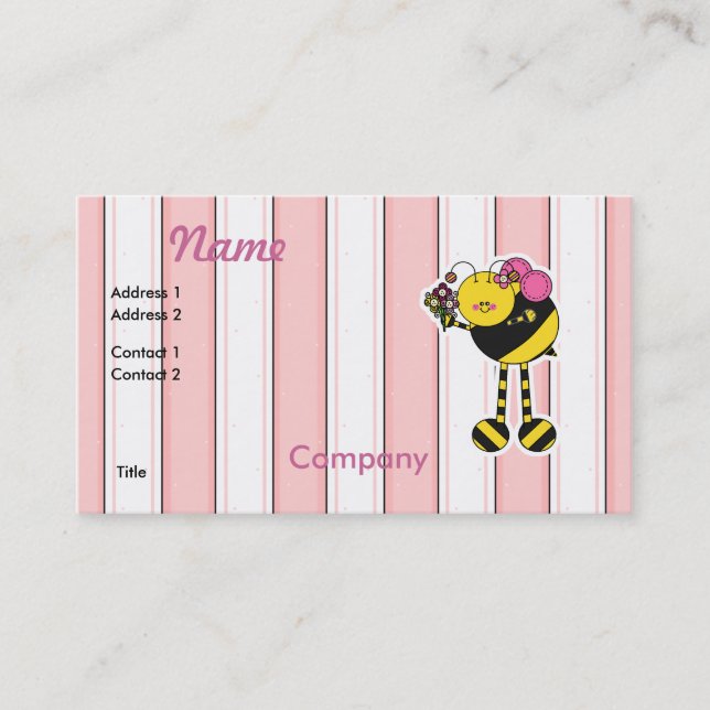 Niedliche Girl Bumble Bee Visitenkarte (Vorderseite)