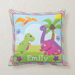 Niedliche Girl Dinosaur Freunde Kinder  Kissen