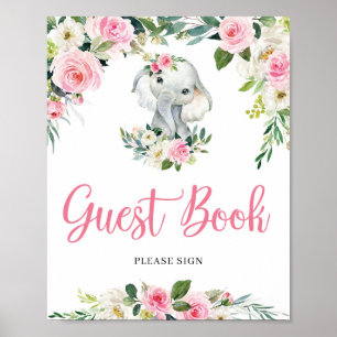 Niedliche Girl Elephant Baby Showbook-Zeichen Poster