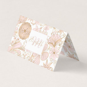 Niedliche Girl-Gold-Blumendoodles Blush Pink-Desig Visitenkarten