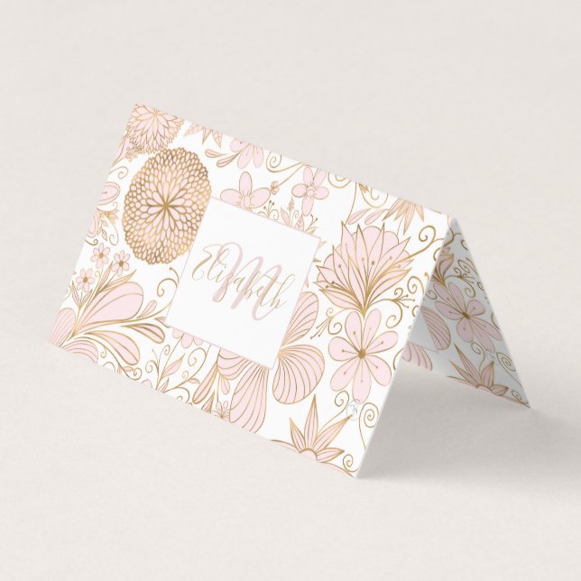 Niedliche Girl-Gold-Blumendoodles Blush Pink-Desig Visitenkarten (Vorderseite)