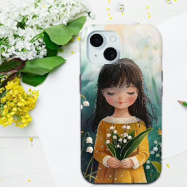 Niedliche Girl Holding Lily of the Valley Birth Bl Case-Mate iPhone Hülle