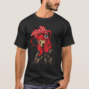 niedliche Girl-Hühnchen mit Bandana-Headband und T-Shirt
