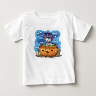 Niedliche Girl in Pumpkin Halloween Baby Fine Jers T-shirt