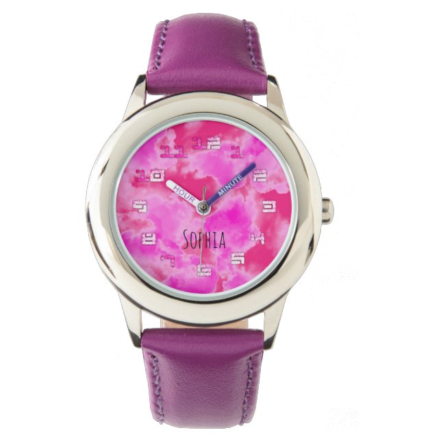 Niedliche Girl Kids Pink Sky Watch Armbanduhr (Vorderseite)