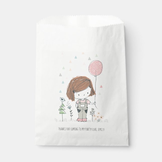Niedliche Girl mit Balloon Geburtstagsgönner Geschenktütchen (Vorderseite)
