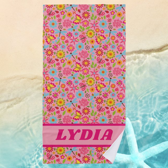 Niedliche Girl-Monogramm-Vorname Kinder Strandtuch (Von Creator hochgeladen)