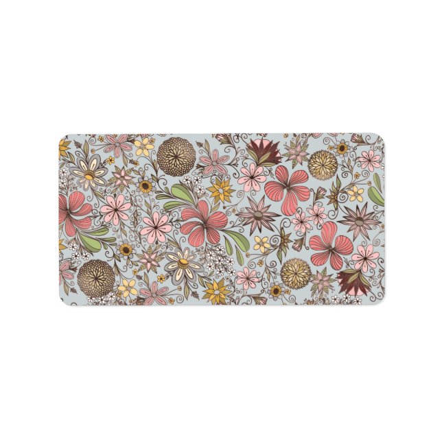 Niedliche Girl Old Rose Rosa Blumendoodles Design Adressaufkleber (Vorne)