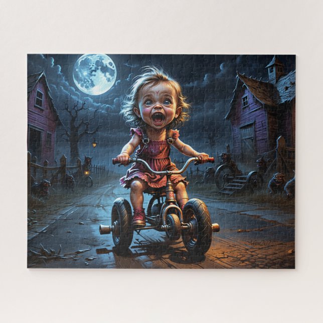 Niedliche Girl on Bicycle Horror Fantasy (Horizontal)