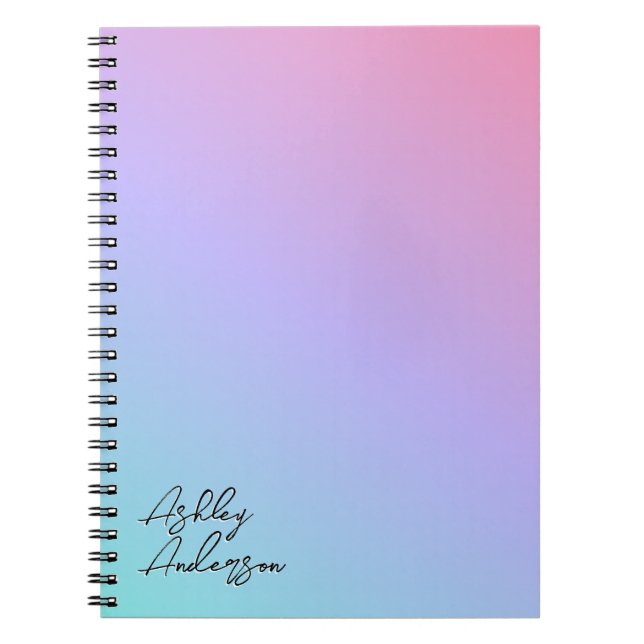 Niedliche Girl Pastel Blue Lila Pink Monogram Name Notizblock (Vorderseite)