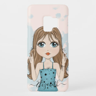 Niedliche Girl Peace Graphic Illustration Add Name Case-Mate Samsung Galaxy S9 Hülle