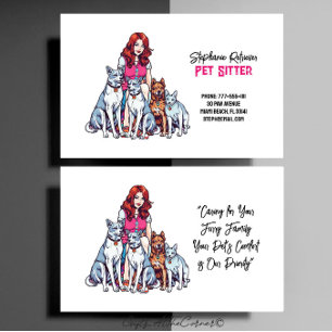 Niedliche Girl Pet Sitter Dog Walker Visitenkarte