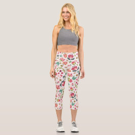 Niedliche Girl-Pink-Blume Capri Leggings