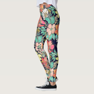 Niedliche Girl Pink Blütengolden Schlaganfälle D Leggings