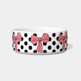 Niedliche Girl Pink Bows und Black Punkte auf Weiß Napf