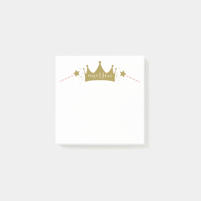 Niedliche Girl Princess Rosa und Gold Post-it Klebezettel (Vorderseite)