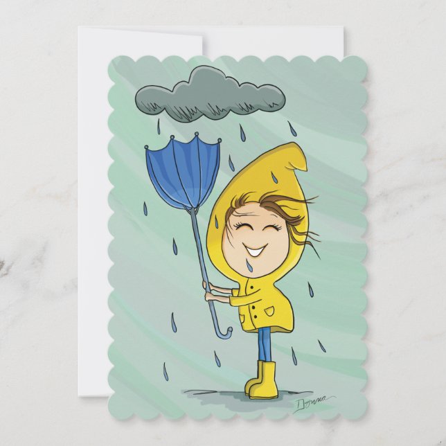 Niedliche Girl Rainy Windy Day Grafische Ermutigun (Vorderseite)