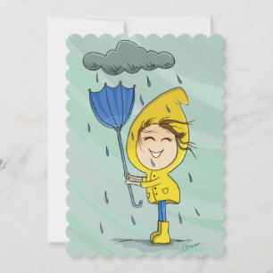 Niedliche Girl Rainy Windy Day Grafische Ermutigun