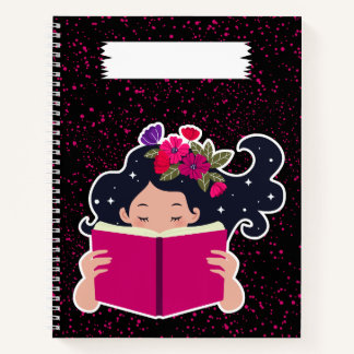 Niedliche Girl Reading Book Notebook-Abdeckung Notizbuch