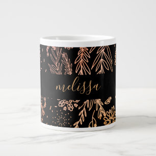 Niedliche Girl Rose Gold Floral Signatur Jumbo-Tasse