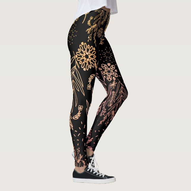 Niedliche Girl Rose Gold Floral Signatur Leggings (Rechts)