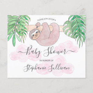 Niedliche Girl Sloth Baby Dusche Einladung