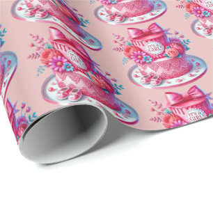 Niedliche Girls Babyduschkuchen Party Geschenkpapier