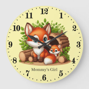 Niedliche Girls Babyfuchs tragen den Namen Große Wanduhr