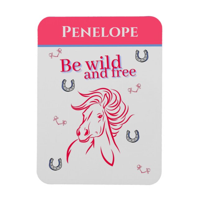 Niedliche Girls Be Wild und frei dekoratives Pferd Magnet (Vertikal)