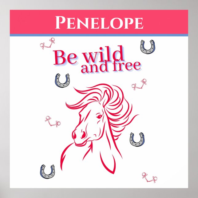 Niedliche Girls Be Wild und frei dekoratives Pferd Poster (Vorne)