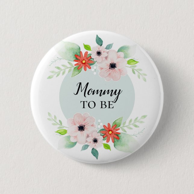 Niedliche Girls Blumenmädchen zur Kinderdusche Button (Vorderseite)