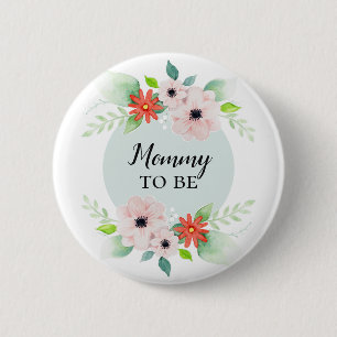 Niedliche Girls Blumenmäuse als Babydusche Button