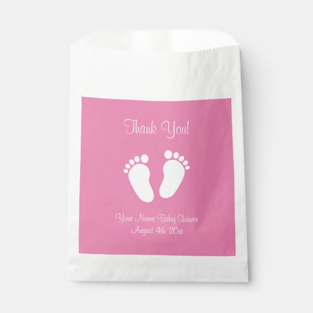 Niedliche Girls Fußspuren Babydusche Gastgeschenke Geschenktütchen (Vorderseite)