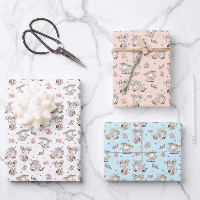 Niedliche Girls lesen Bücher Geschenk Ideen Geschenkpapier Set (Vorderseite)